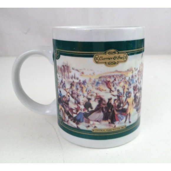 Vintage Houston Foods Currier & Ives Central Park Winter 1862 Design Coffee Cup - Picture 1 of 8